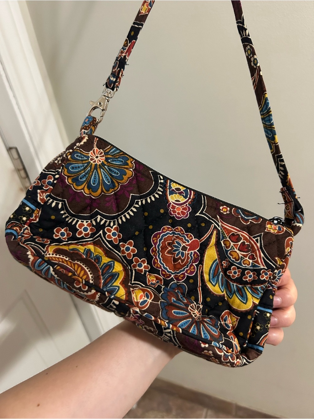 Vera Bradley Brown Multicolor Quilted Crossbody Bag